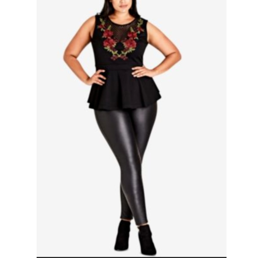 City Chic Trendy Women's sz 24W Black Blouse Top